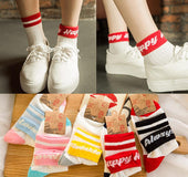 Cuffed English letter two bar socks