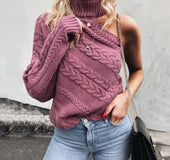 Single sleeve twist knit sweater