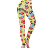 3D red lip print leggings Europe and the United States hip fitness yoga pants printed tights