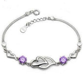 pulsera de doble corazón S925 plata