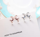 925 silver needle star moon pearl pendant earings