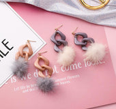 Acrylic chain long hair ball earrings