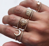 Moon Love Peach Heart Ring Combination