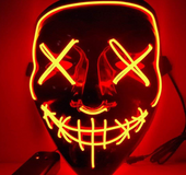 Black V Halloween Horror Glowing Mask