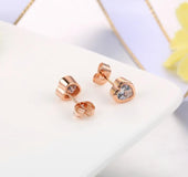 Round Stud Earrings Zircon