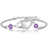 Pulsera de amatista en forma de corazón