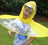 Yellow Duck Kids Raincoat UFO Cap Umbrella Automatic Folding Umbrella Children Hat Creative Raincoat Gift Student Woman Rain Hat