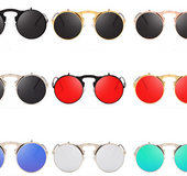 Round frame flip sunglasses