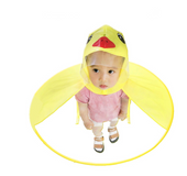 Yellow Duck Kids Raincoat UFO Cap Umbrella Automatic Folding Umbrella Children Hat Creative Raincoat Gift Student Woman Rain Hat