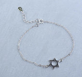 925 Pulsera de plata con colgante de hexagrama