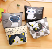 Korean stationery creative cute cartoon small meow PU material zero wallet receiving key bag