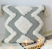 45x45cm cojines decorativos para sofa Morocco geometric black and white tufted tassel pillowcase christmas pillow case