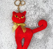 Golden bow gray cat black cat cat plush doll car key ring rex rabbit hair ball bag pendant