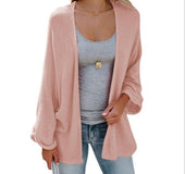 Autumn and winter ins fashion solid color loose knit cardigan sweater women's jacket