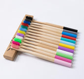 Round Bamboo Toothbrush with Natural Bamboo Handle