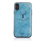 Luxury Retro Christmas Deer Cloth Texture 7 8 6 6S Plus X XS Max XR thin Soft TPU Leather Cover Case | IPhone