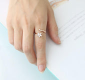 Exquisite five-petal flower zircon ring