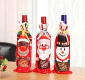 Wine bottle set with christmas decorations
