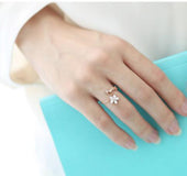 Exquisite five-petal flower zircon ring