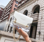 2020 Women Fashion Brand Design Small Square Shoulder Bag Clear Transparent PU Composite Messenger Bags New Female Handbags