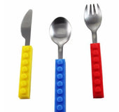 3PCS Creative bricks silicone stainless steel Portable Travel Kids Adult Cutlery Fork Picnic Set Gift for CHild Dinnerware