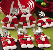 6 pcs New Year Holder Chirstmas Cutlery Knife Fork Cutlery Set Trousers Skirt 2020 Navidad Christmas Christmas Decorations for Home