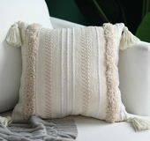 45x45cm cojines decorativos para sofa Morocco geometric black and white tufted tassel pillowcase christmas pillow case
