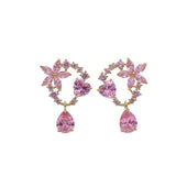 Earrings, flowers, heart-shaped earrings