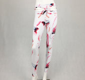 Hollow high waist printed leggings hip wrinkle stretch yoga pants