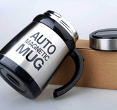 Stainless steel upgraded version automatic magnetizing stirring coffee cup lazy person stirring creative gifts metal cup