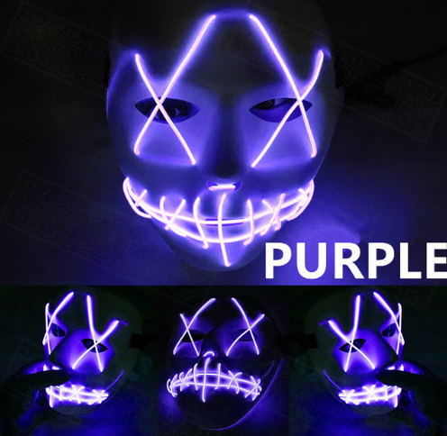 Halloween Led Luminous Mask Horror Grimace Bloody EL wire Halloween Carnaval Party Club Bar DJ Glowing Full Face Masks