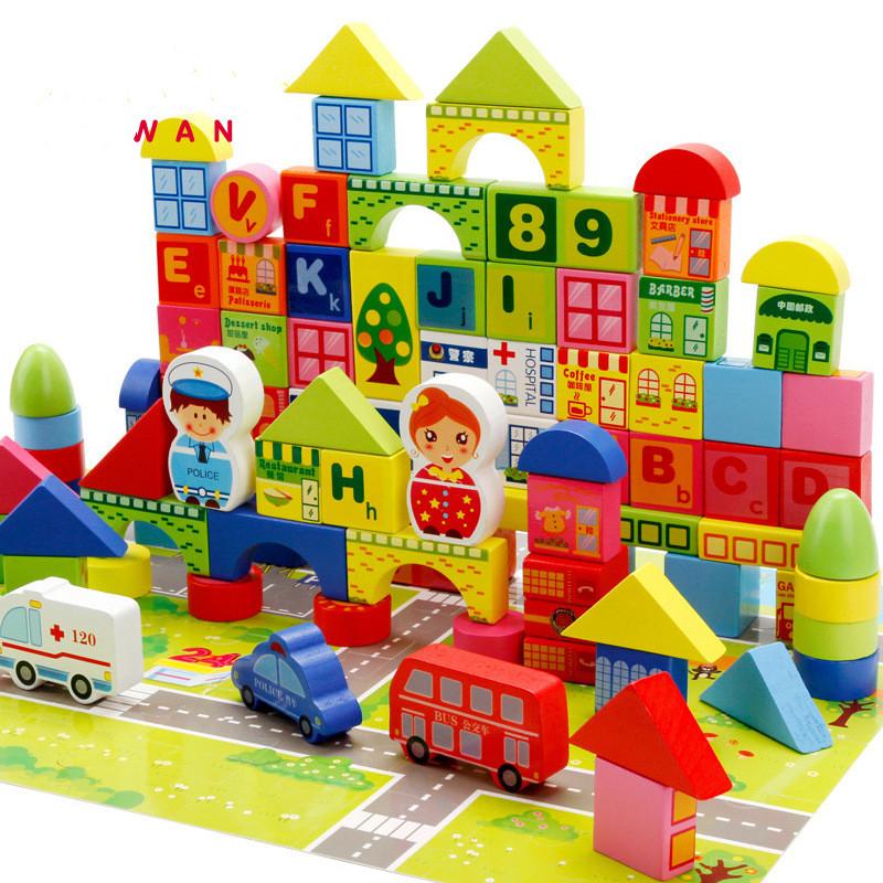 Traffic wooden building blocks educational toys