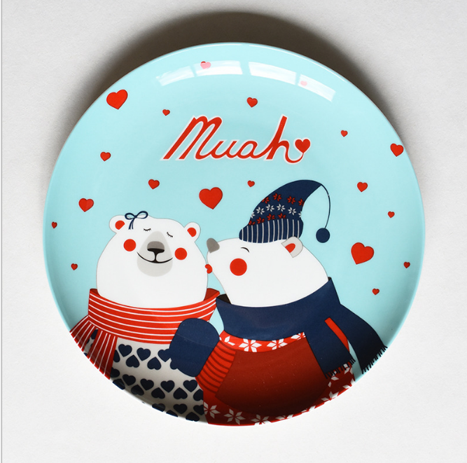 Christmas ceramic plate cartoon hand-painted steak plate fruit dish bone china Western dish New Year's Day New Year gift