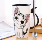 Taza grande de cerámica linda para gatos de 600 ml