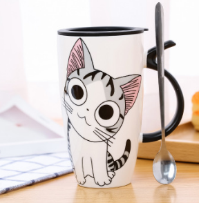 Taza grande de cerámica linda para gatos de 600 ml