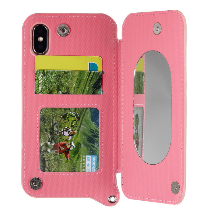 Double buckle flip card makeup mirror mobile phone holster