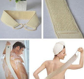 Pure natural cotton and linen long strip pull back bath towel Strong exfoliating massage back bathing strip