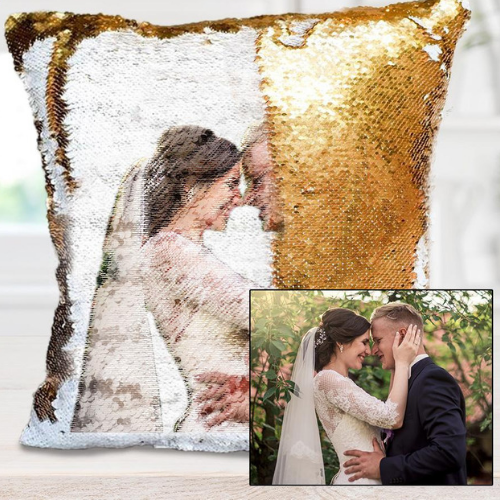 Funda De Almohada Con Lentejuelas Con Foto Personalizada