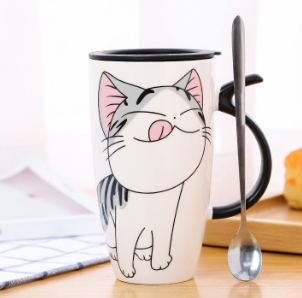Taza grande de cerámica linda para gatos de 600 ml