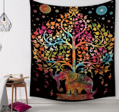 Elephant Print Tapestry Wall Blanket