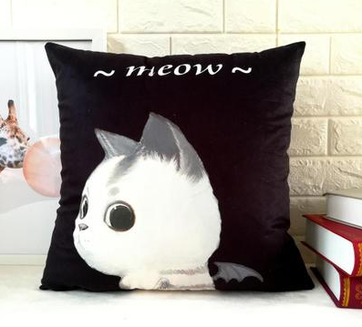Double-sided cuteblack and white simple pair of lovers cartoon anime sofa back thickening plush car pillow