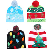Christmas Decoration Knitted LED Light Cap Christmas Tree Snowman Adult Child Hat