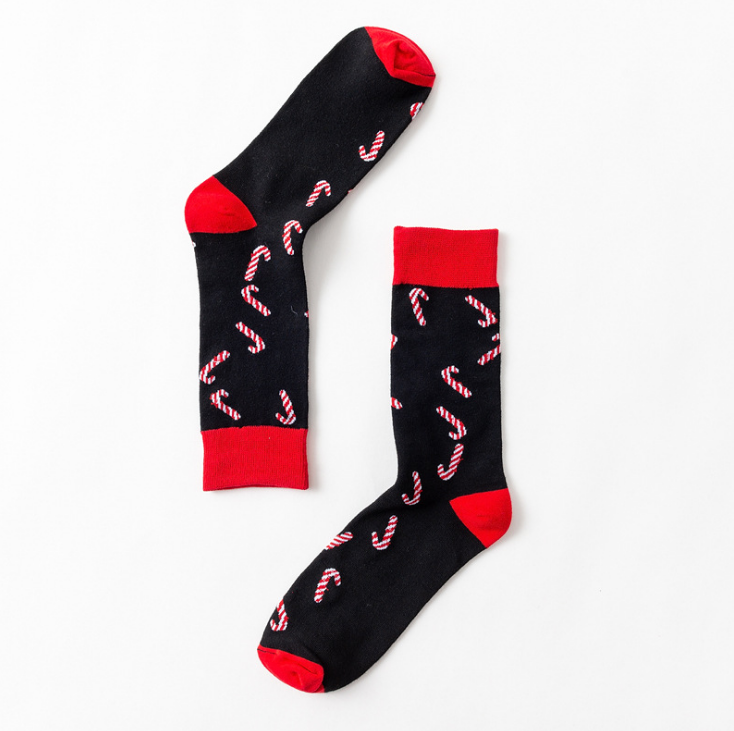 Geometric stockings, contrast color men's cotton socks