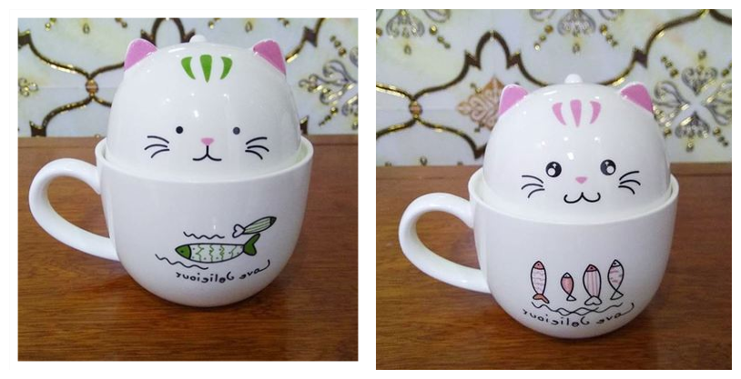 Creative cat cup ceramic mug office cup with lid spoon bone china couple coffee cup tea cup gift