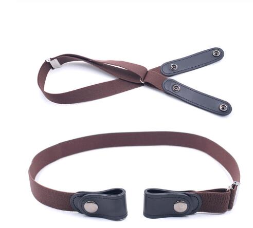 Leather Slim Stretch Invisible Belt Jeans Simple Joker Men and Women Lazy Belt