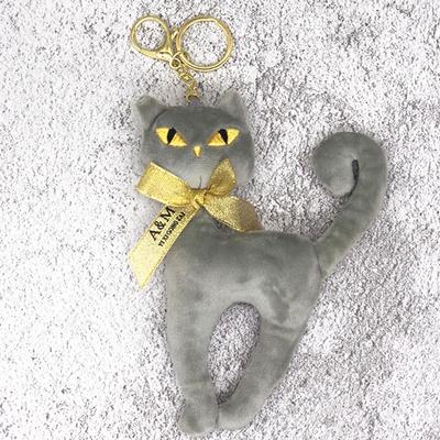 Golden bow gray cat black cat cat plush doll car key ring rex rabbit hair ball bag pendant