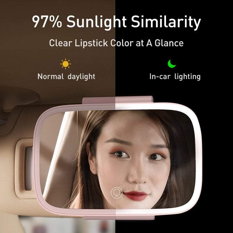 Car makeup mirror with LED lights