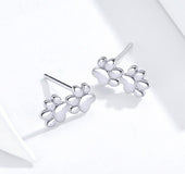 Pet footprints, silver earrings