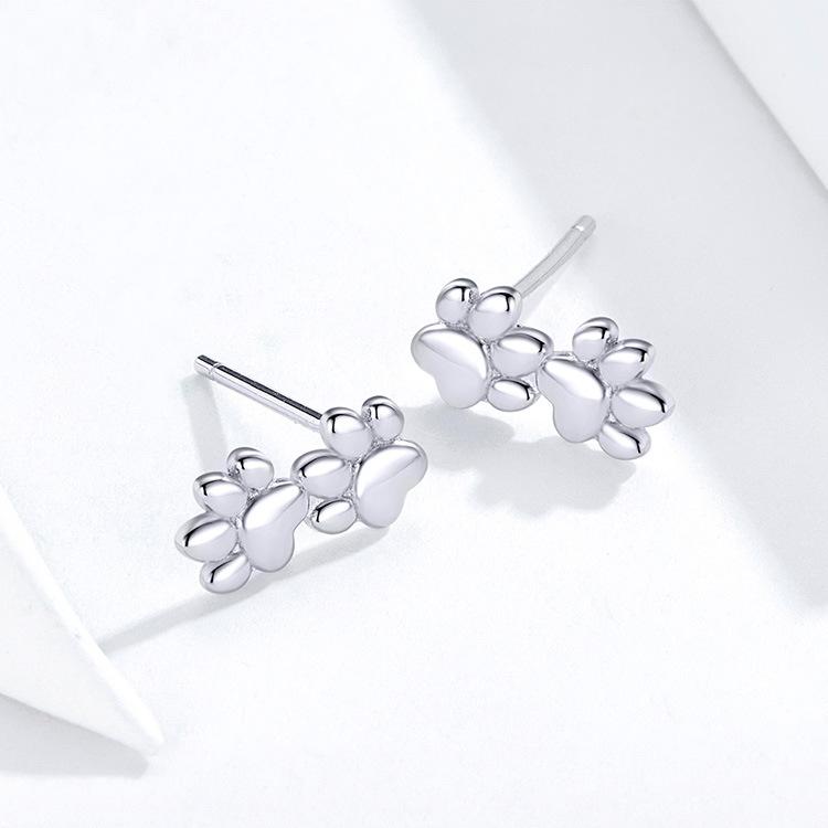 Pet footprints, silver earrings