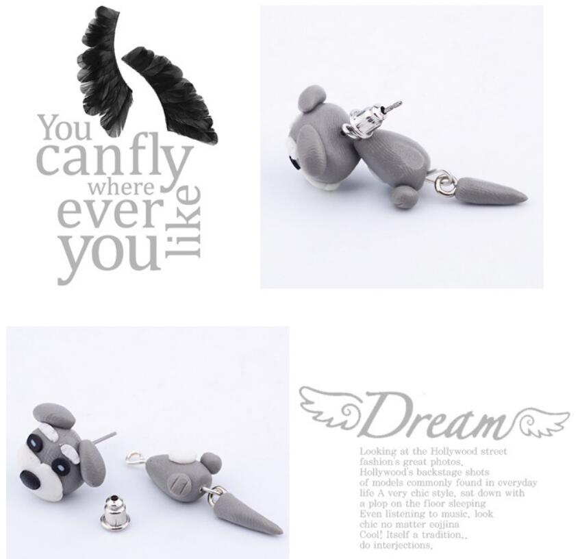 Grey Dog Stud Earrings